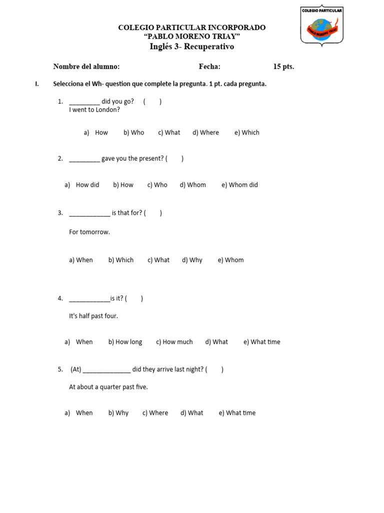 Examen 3 de Secu Segundo Parcial Inglés | PDF