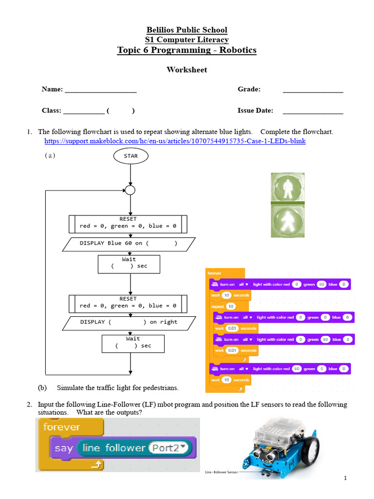 S1 CL T6 Programming Mbot LOOP Classwork | PDF