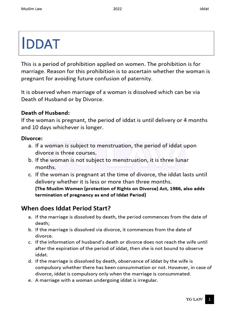 Iddat - Muslim Law - YG Notes - 6951975 - 2024 - 05 - 30 - 11 - 14 ...