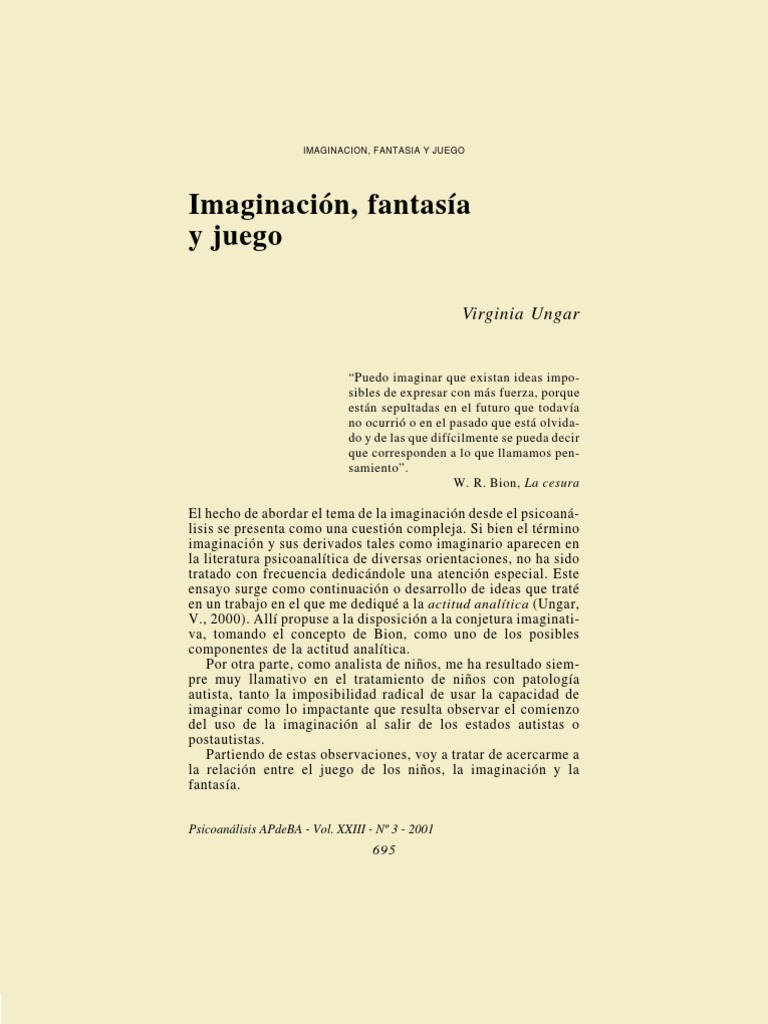 Imaginacion y Fantasia | PDF | Psicoanálisis | Mente inconsciente