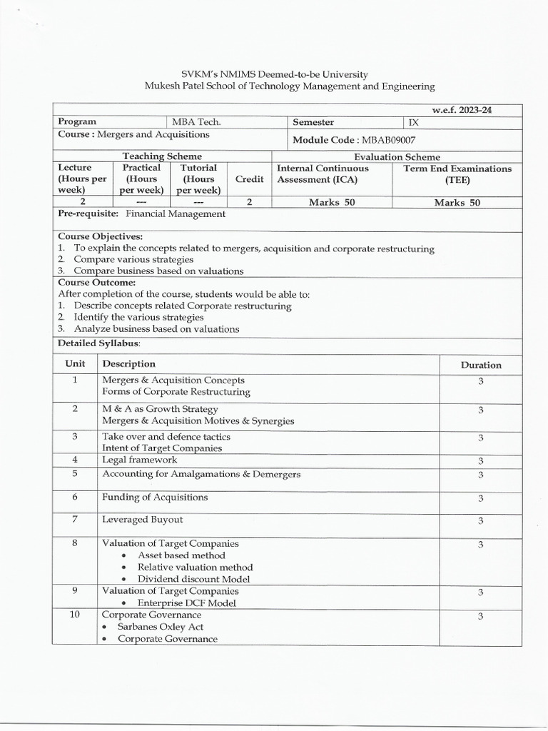 Mergers And Acquisitions Pdf