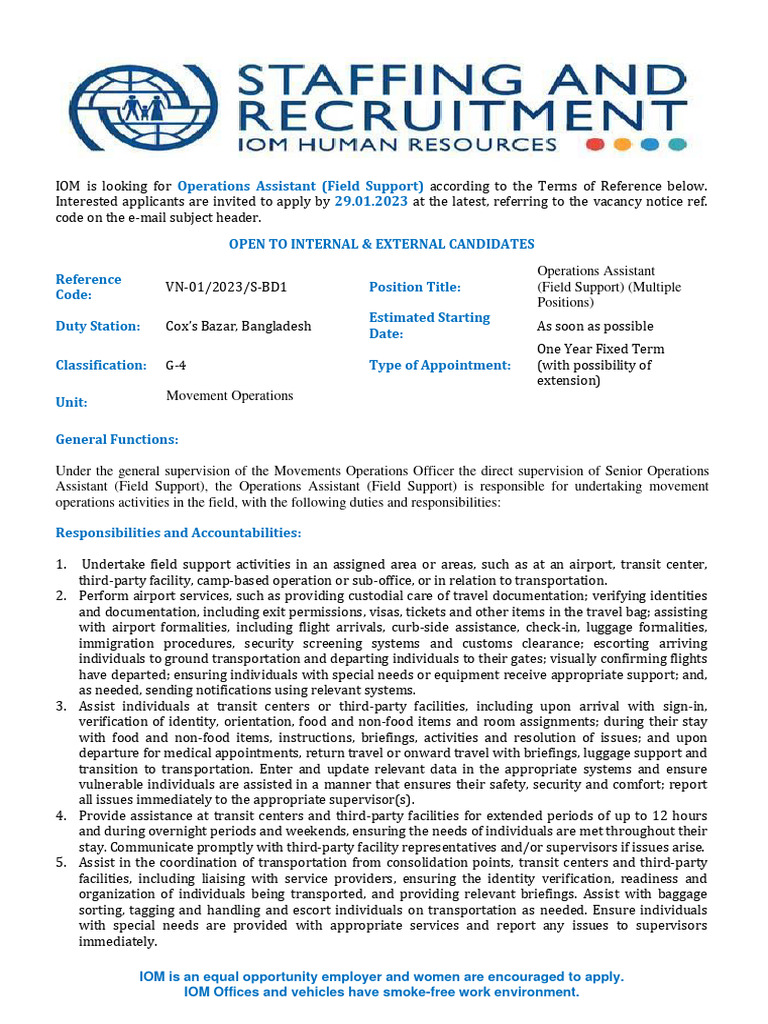 Operations Assistant Vacancy | PDF | Airport