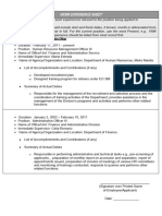 CS Form No. 212 Attachment - Work Experience Sheet