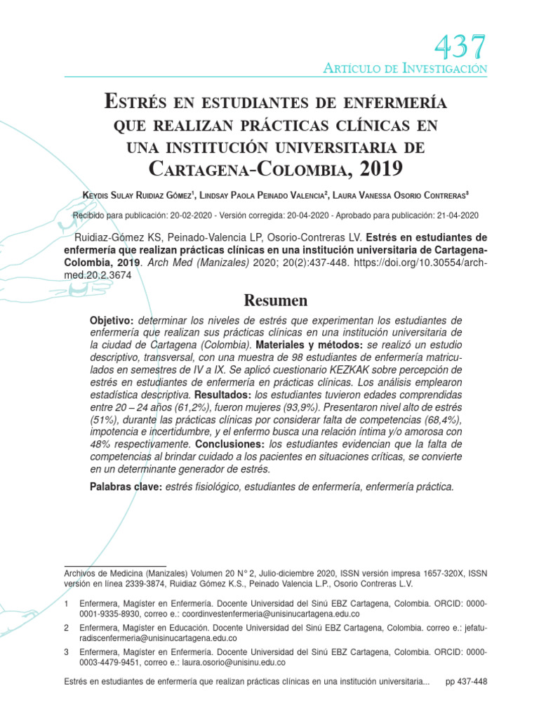 Estrés en estudiantes de enfermería 2019 | PDF | Estrés (biología ...
