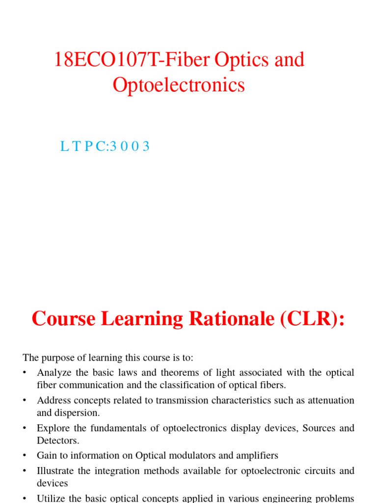 Fiber Optics and Optoelectronics Overview | PDF | Optical Fiber | Light