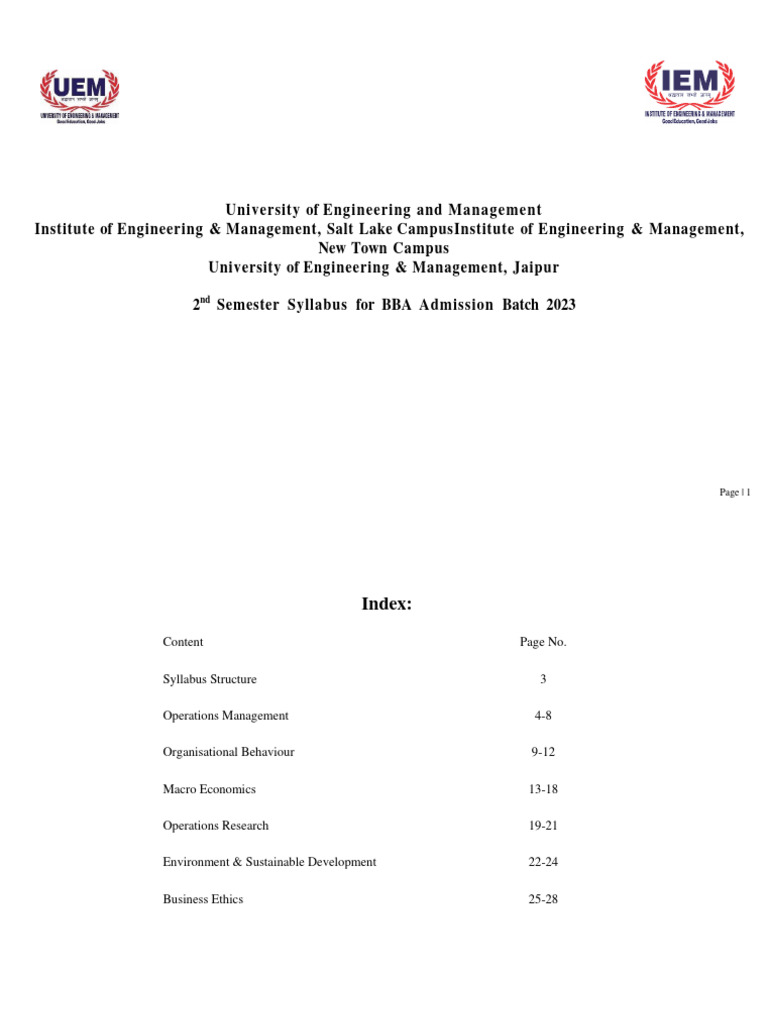 BBA 2nd Sem Syllabus BOOKLET | PDF | Phillips Curve | Exchange Rate
