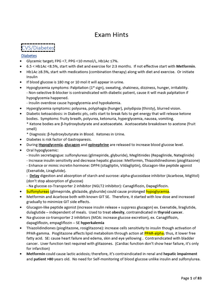 Ee Tarek Exam Hints 2019 1 Diabetes Question Examples | PDF ...