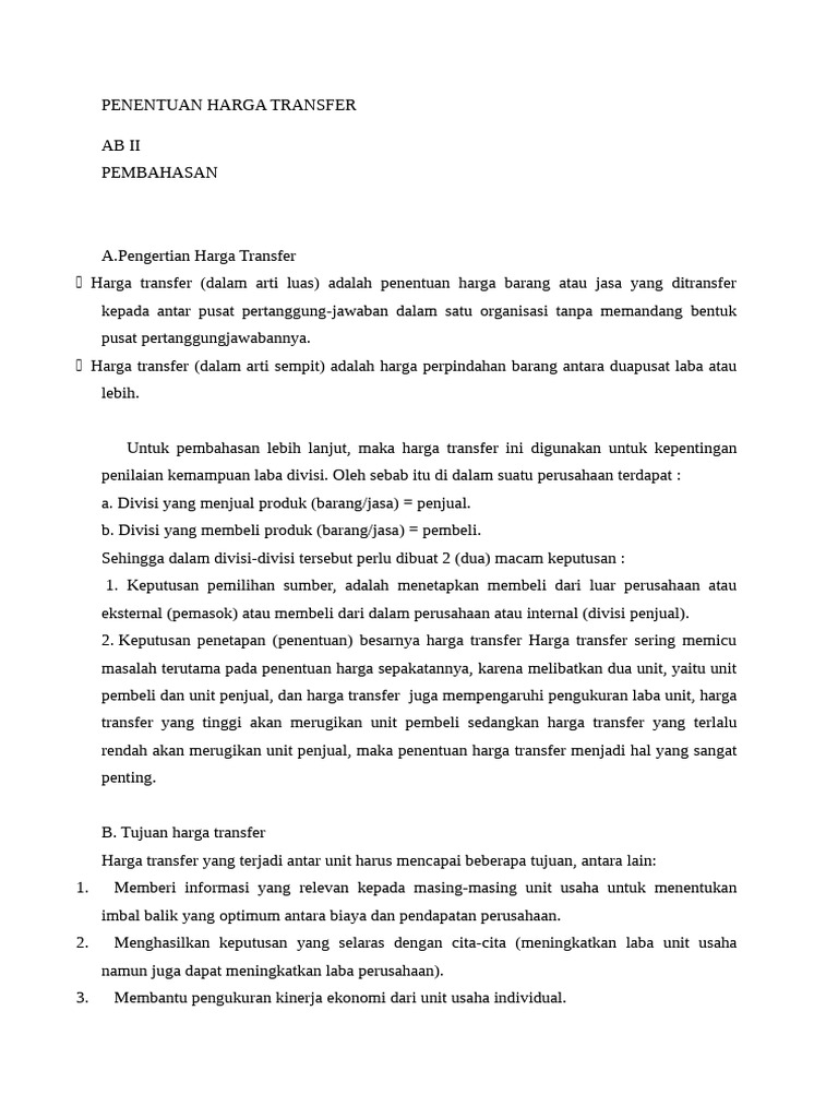 Metode Penentuan Harga Transfer Efektif | PDF | Bisnis
