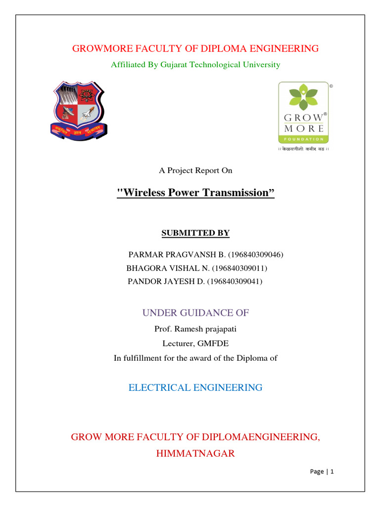 Wireless Power Transmission Project Report | PDF | Inductor | Capacitor