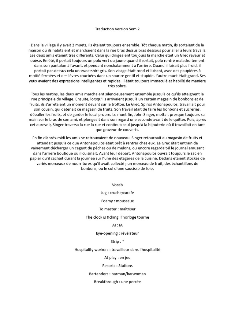 Traduction Version Sem 2 | PDF