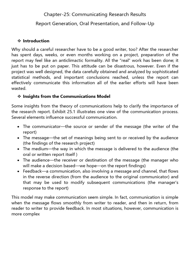 CHAPTER 25 Communicating Research Results | PDF | Chart | Methodology