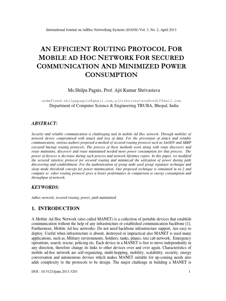 An Efficient Routing Protocol For Mobile Ad Hoc Network For Secured ...