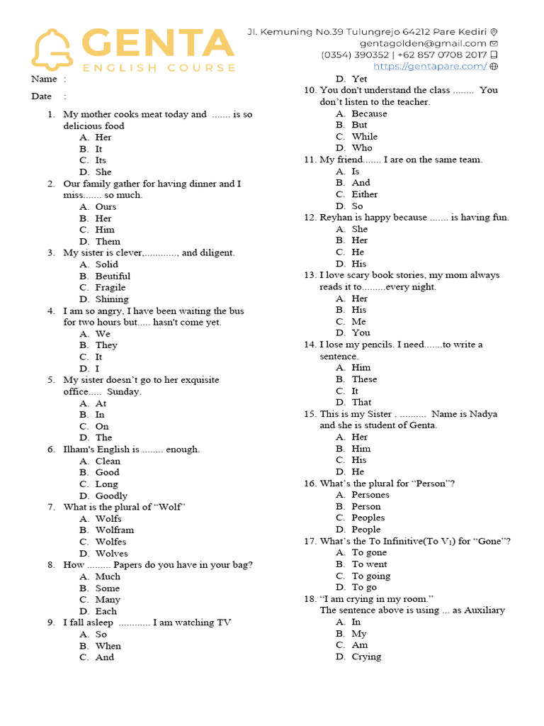 English Grammar Practice Exercises | PDF | Verb | Syntactic Relationships