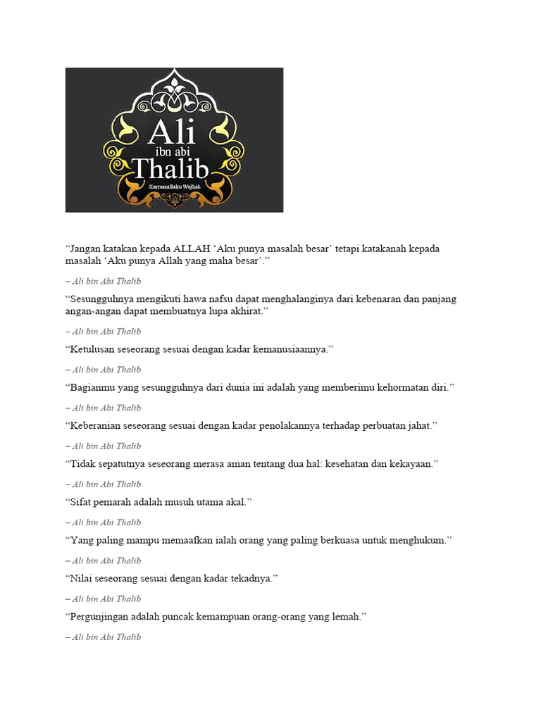 50 Inspirational Ali Ibn Abi Talib | PDF | Pengembangan Diri | Agama \u0026  Spiritualitas, image size:768x1024