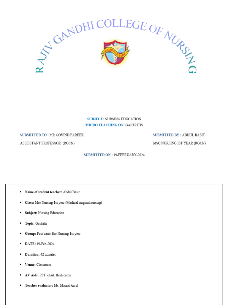 Nursing Education on Gastritis Management | PDF | Causes Of Death ...