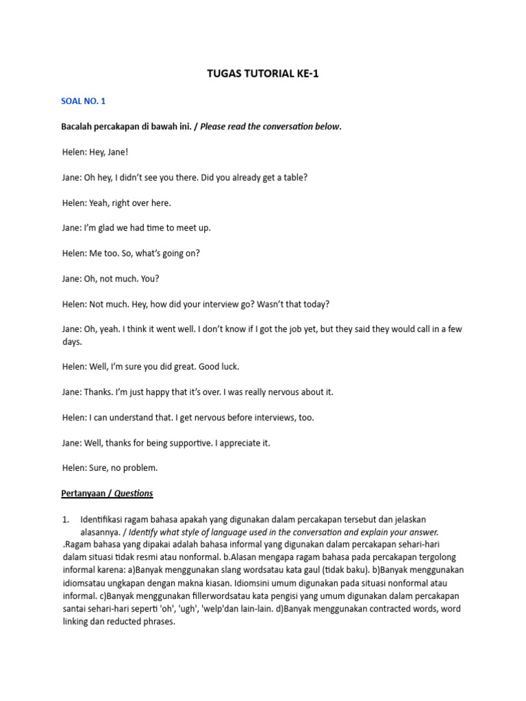 Informal Language Analysis and Office Description | PDF | Human ...