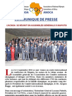Communiqué de presse  sur l'Assemblée générale de Maputo