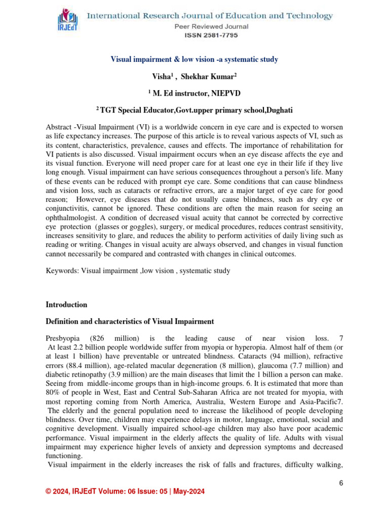 Visual Impairment: Causes and Impact | PDF | Visual Impairment | Glaucoma