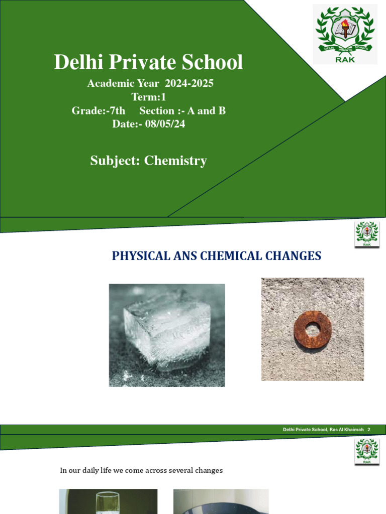 Class 7 physical and chemical changes notes pdf chemical reactions