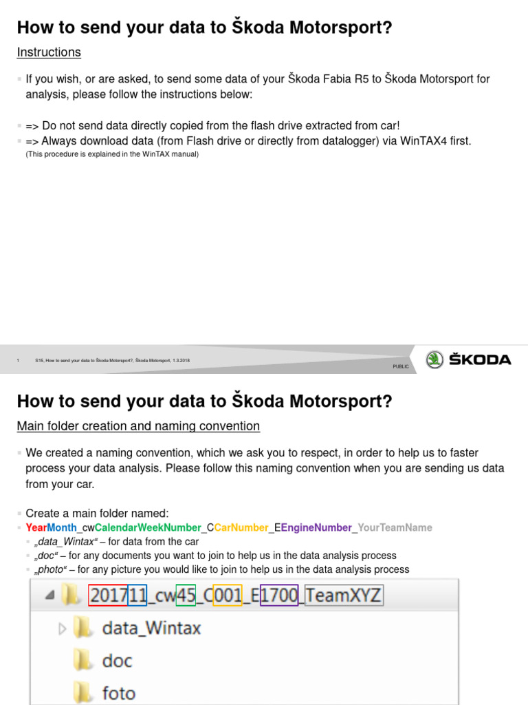 Data Submission Guide for Škoda Motorsport | PDF | Computer ...