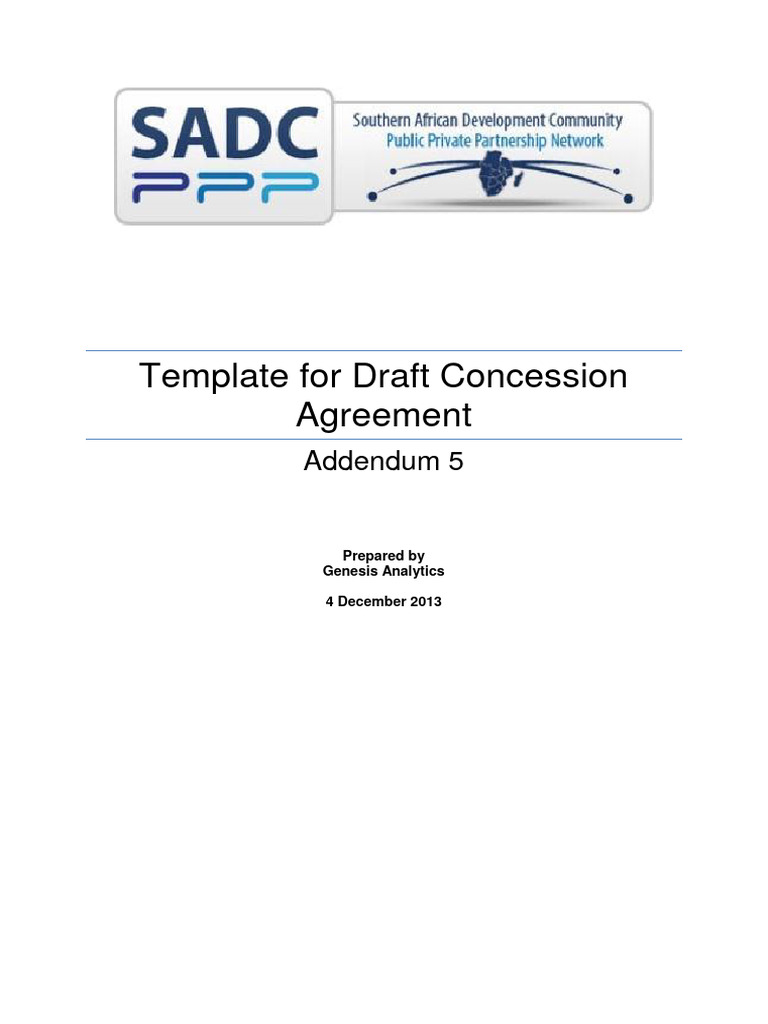 addendum_5_(draft_standard_concession_agreement) PDF Loans Debt