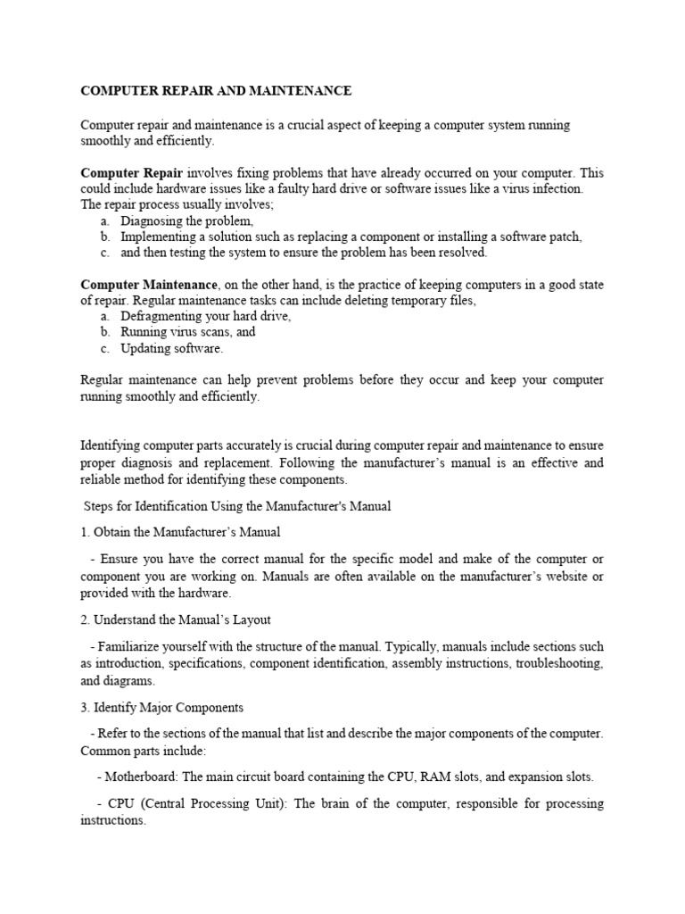 Computer Repair | PDF | Computer Data Storage | Manufactured Goods