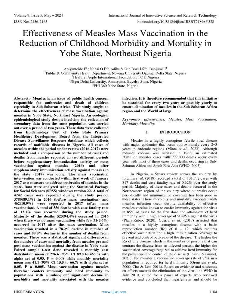 Measles Vaccination Impact in Yobe State | PDF | Measles | Vaccines
