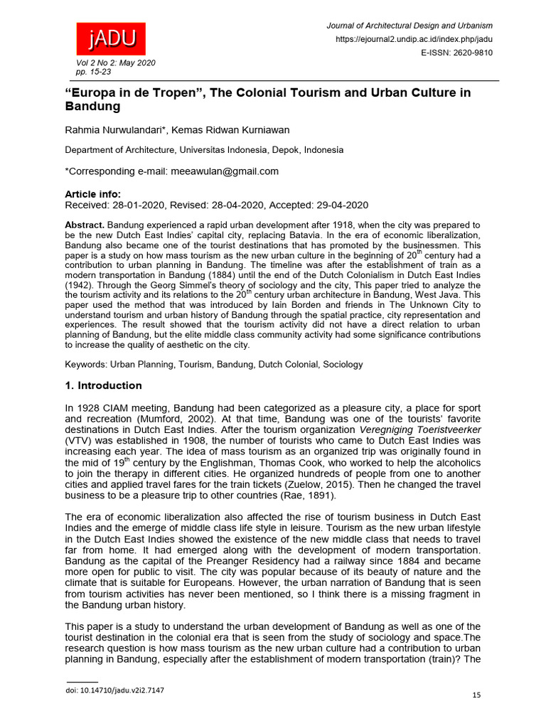 "Europa in de Tropen", The Colonial Tourism and Urban Culture in ...