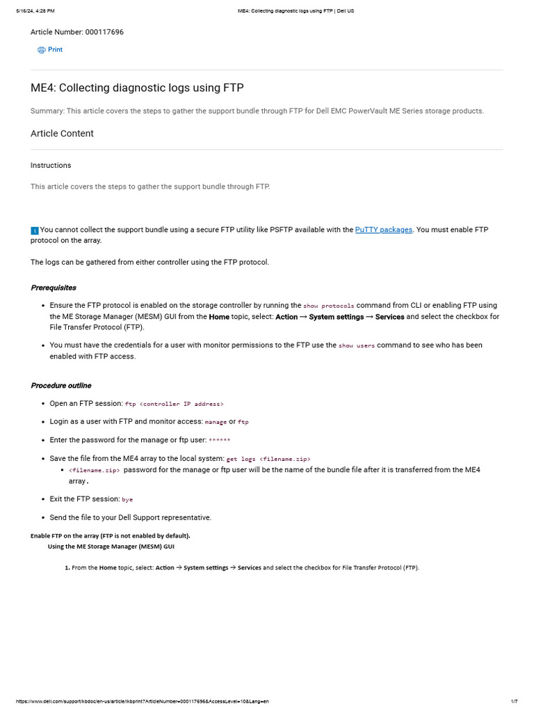 Collecting ME4 Logs via FTP | PDF | File Transfer Protocol | Command ...