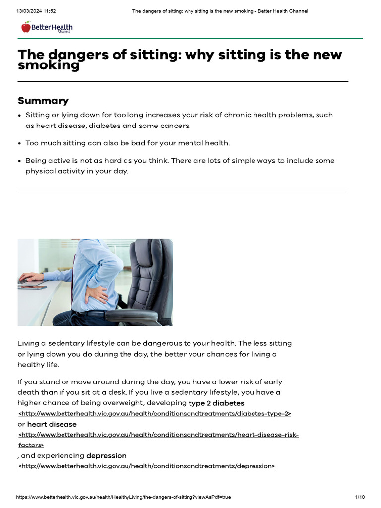 Dangers of Sitting: Health Risks Explained | PDF | Vein | Thrombosis