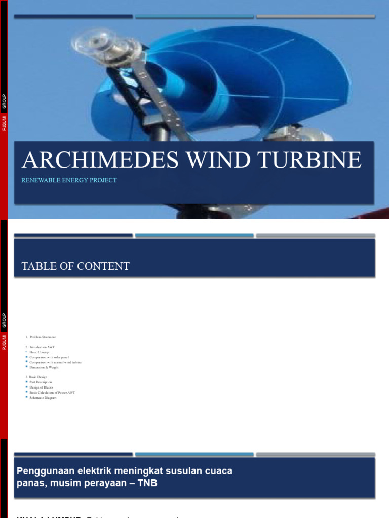Archimedes Wind Turbine Design Overview | PDF | Wind Turbine | Turbine