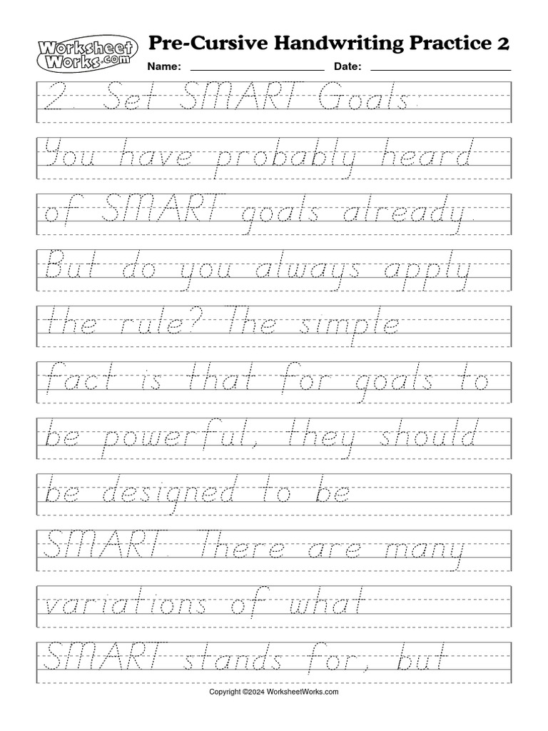 WorksheetWorks PreCursive Handwriting Practice 2 PDF