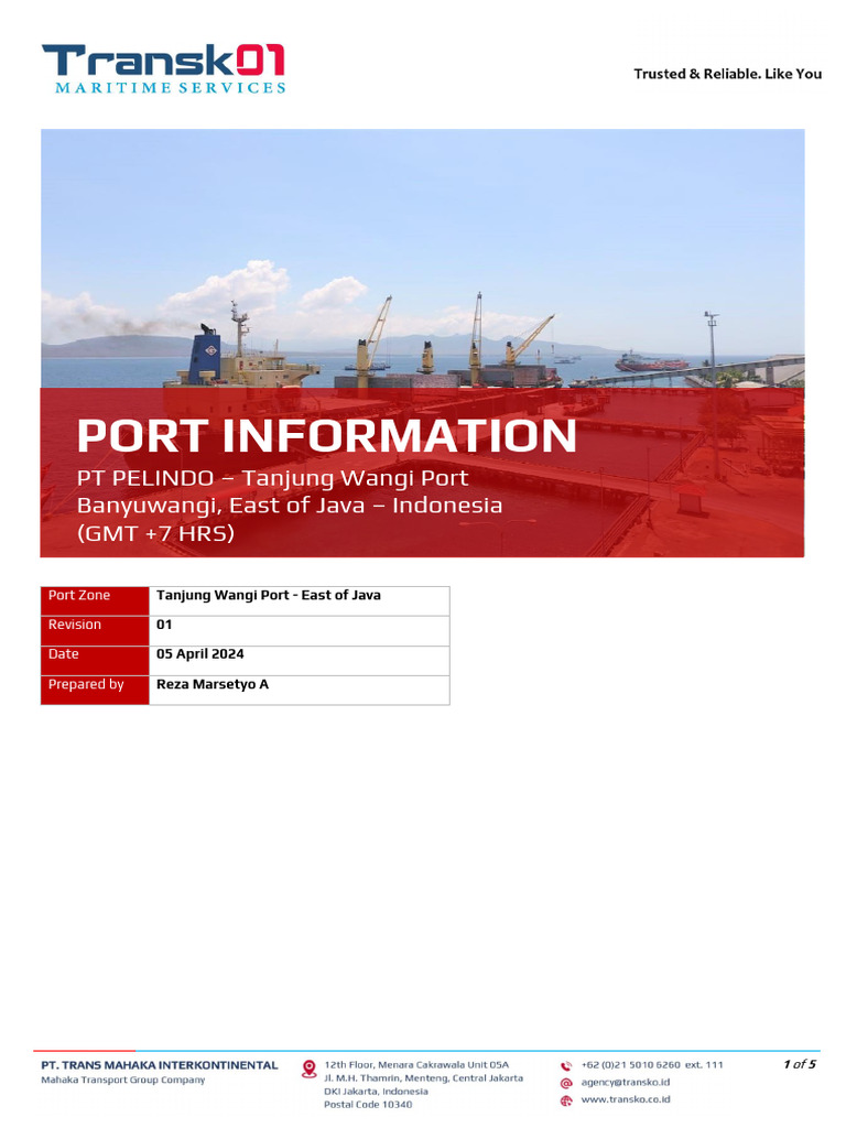 Port Information - Banyuwangi, East Java | PDF | Port | Water Transport