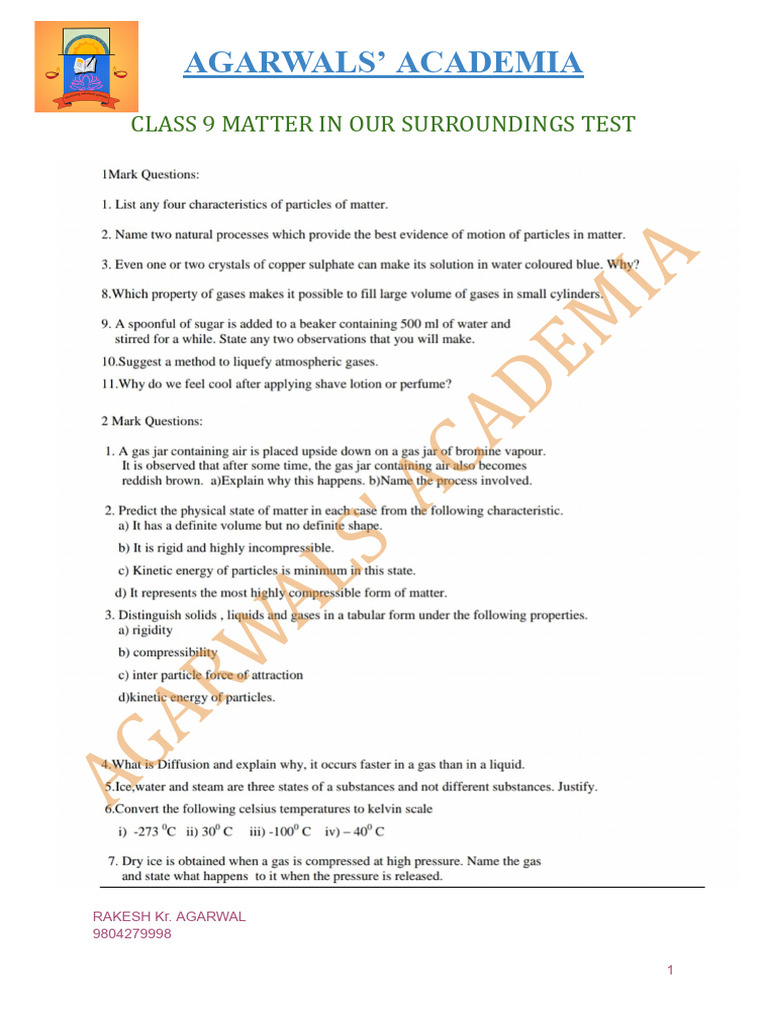 Cbse Class 9 Matter In Our Surroundings Pdf