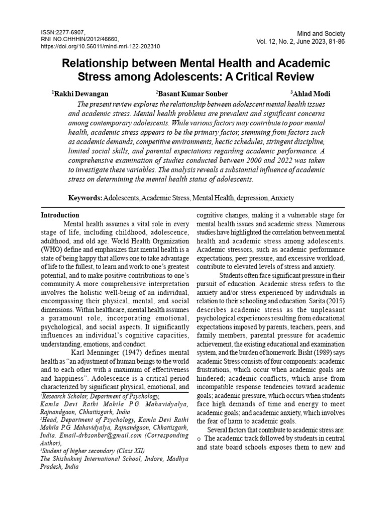 681-Article Text-749-1-10-20230724 | PDF | Mental Health | Stress (Biology)