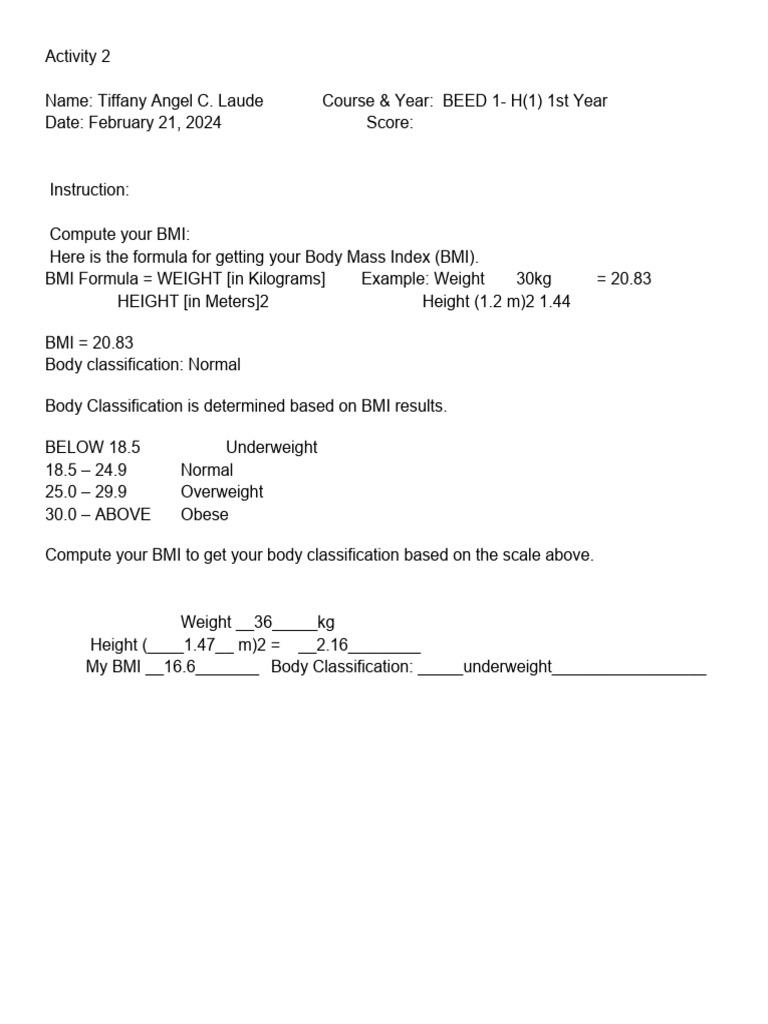 BMI and Heart Rate Calculation Guide | PDF | Body Mass Index ...