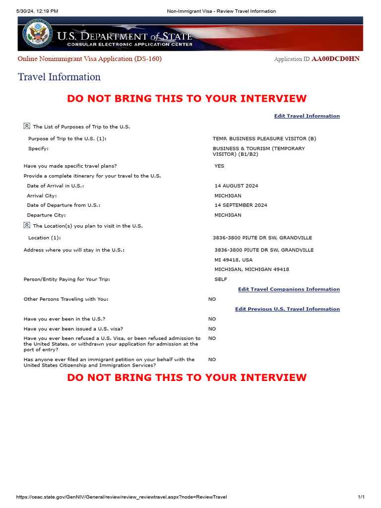 Non-Immigrant Visa - Review Travel Information | PDF | Travel Visa ...