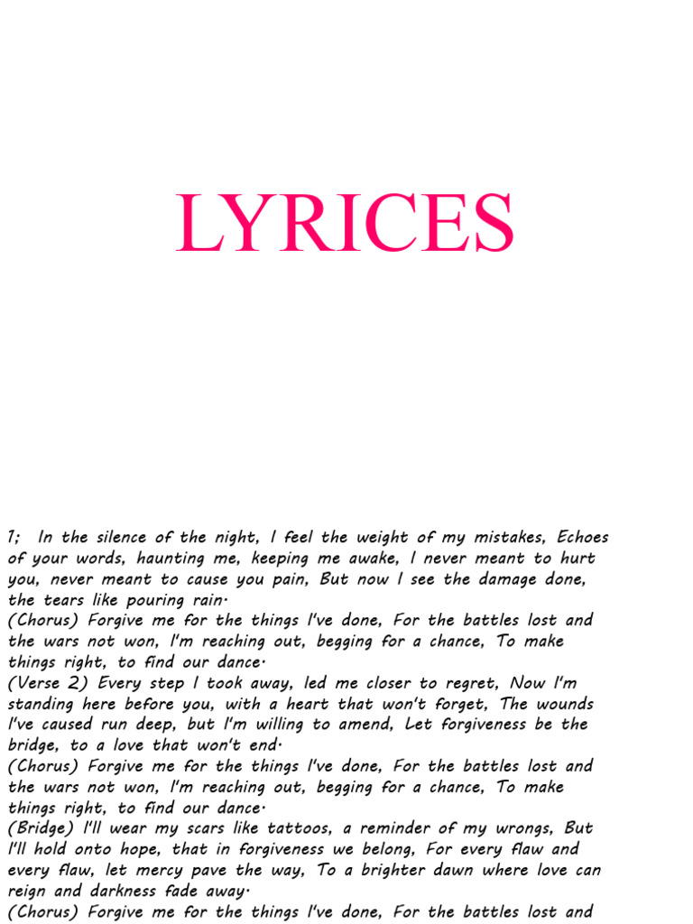Lyrics on Forgiveness and Resilience | PDF | Religion & Spirituality ...