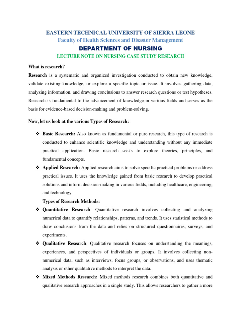 Nursing Case Study Research Overview | PDF | Plagiarism | Case Study