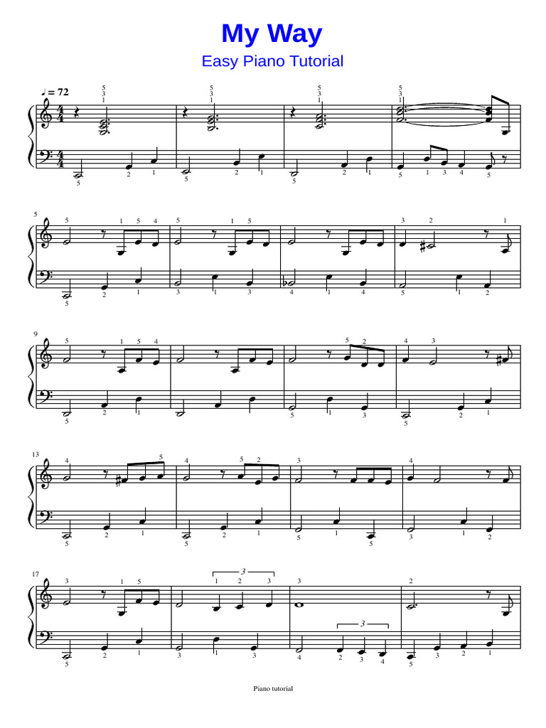 My Way Easy Piano Tutorial Lesson | PDF