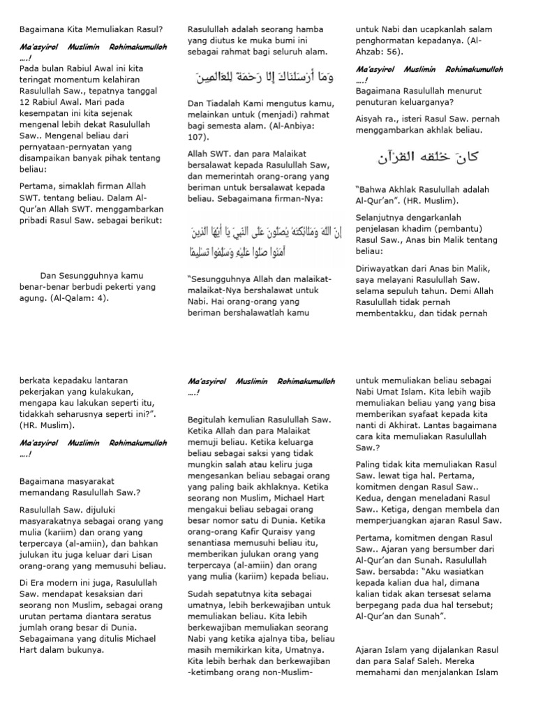 Memuliakan Rasulullah: Cara dan Makna | PDF