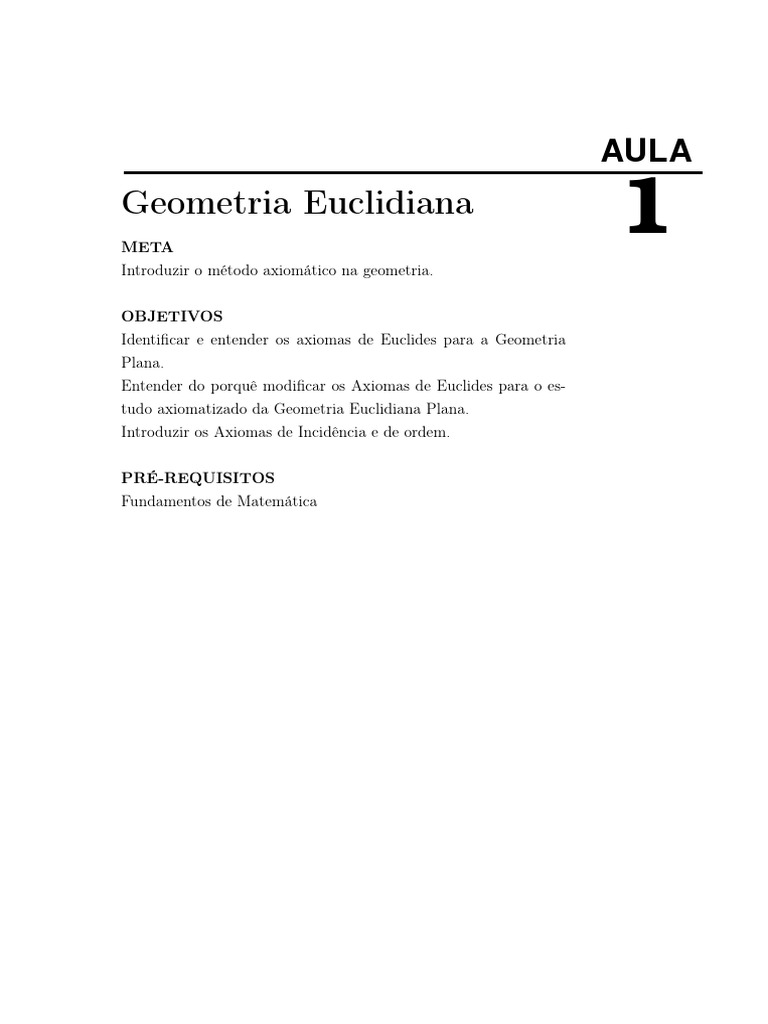 Axiomas de Euclides na Geometria Plana | PDF | Axioma | Geometria