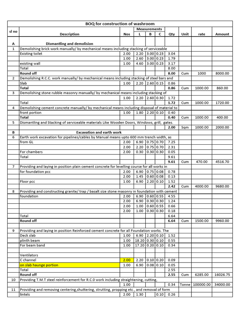 Construction Demolition and BOQ Details | PDF | Pipe (Fluid Conveyance ...