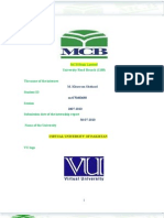 Internship Report MCB Marketing Virtual University VU