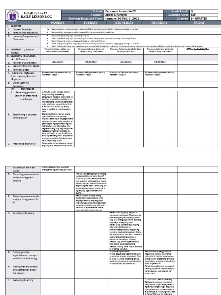 DLL - Esp 4 - Q2 - 1 - 16-20,23 | PDF