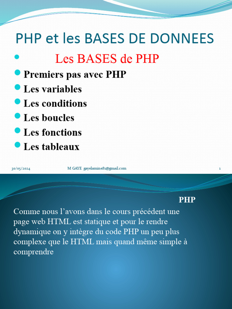 PHP Et Les Bases de Donnees | PDF | PHP | Booléen