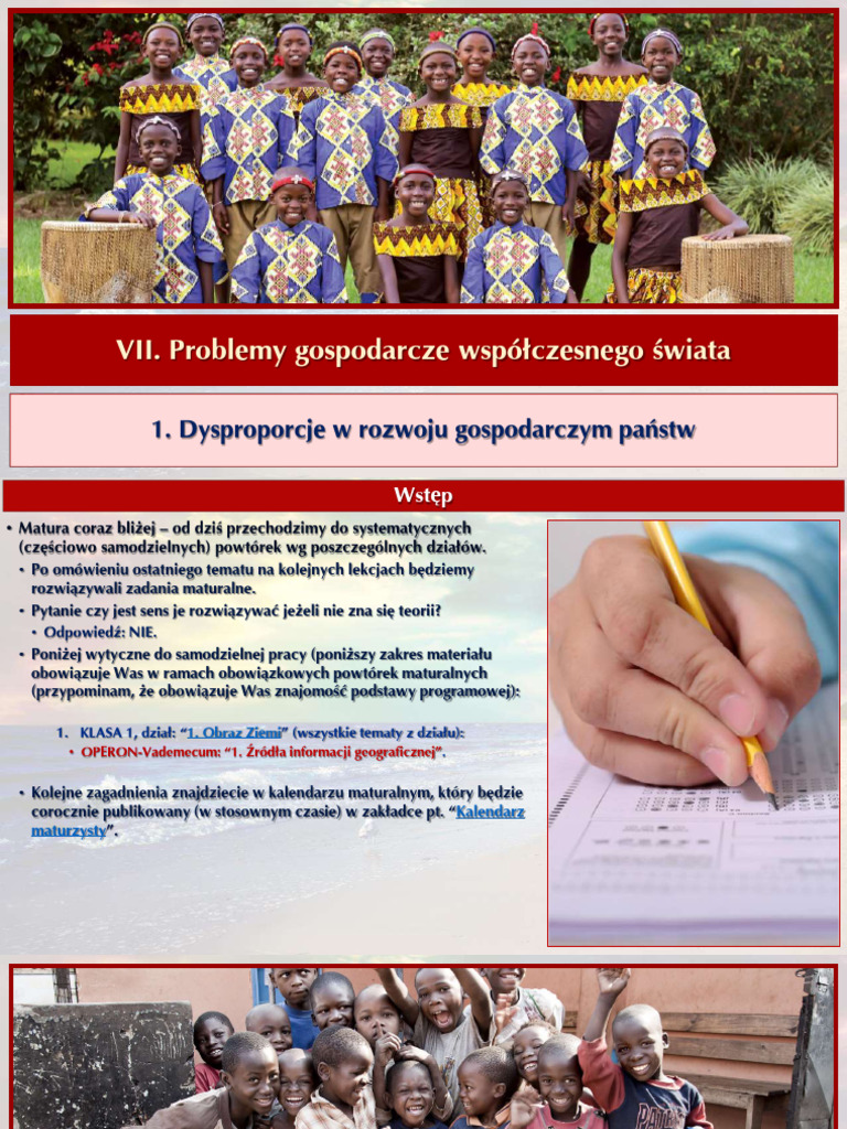 VII. Problemy Gospodarcze Współczesnego Świata: 1. Dysproporcje W ...