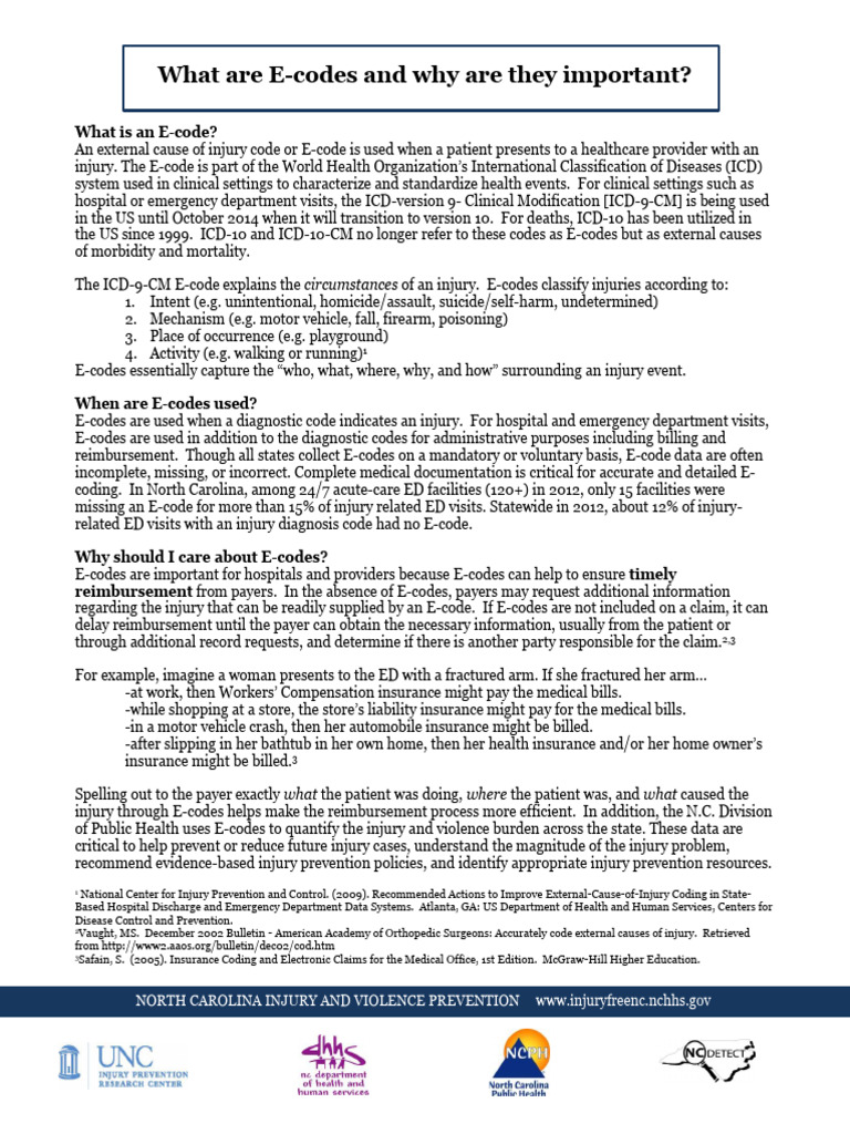 Understanding E-Codes for Injury Reporting | PDF | Health Care | Medicine