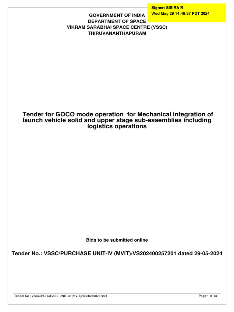 Tender Document VS202400257201 | PDF | Request For Proposal | Taxes