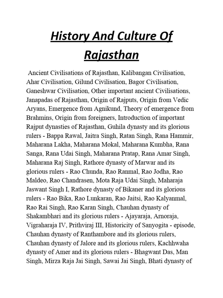 Rajasthan's Rich History and Culture | PDF | Social Science | Religion ...
